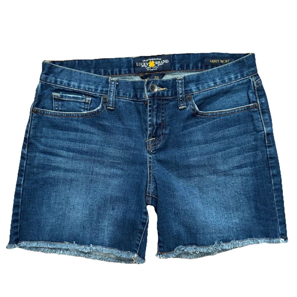 Lucky Brand Abbey Short Womens 6/28 Blue Denim Cutoff Frayed Hem Jean Shorts